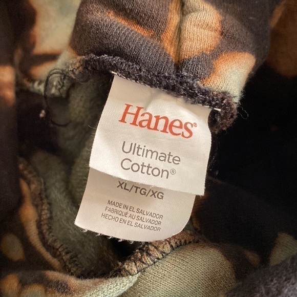 BLACK TIE DYE ULTIMATE COTTON HANES HOODIE MENS XL - Picture 4 of 6